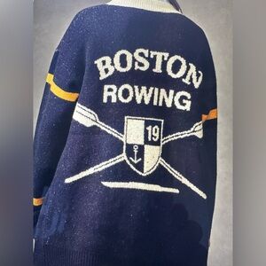 $150 New with Tag! Anthropologie Flat White Boston Rowing Navy Sweater One Size.